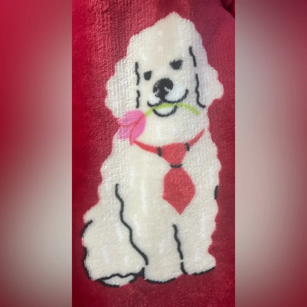 Puppy Love Plush Flannel Throw Dogs Puppies Red w/ Multi Color Gift ~ 50x60 NWT